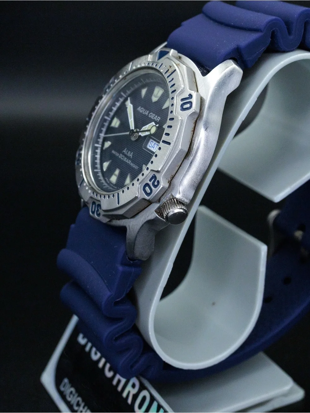 Seiko Alba Rare Aqua Gear V733-6A40 Vintage 38mm JDM Import Day Date Dive Watch